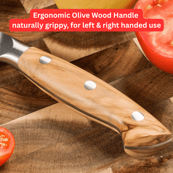 Premium Damascus 5 inch. Utility Knife Olive Wood