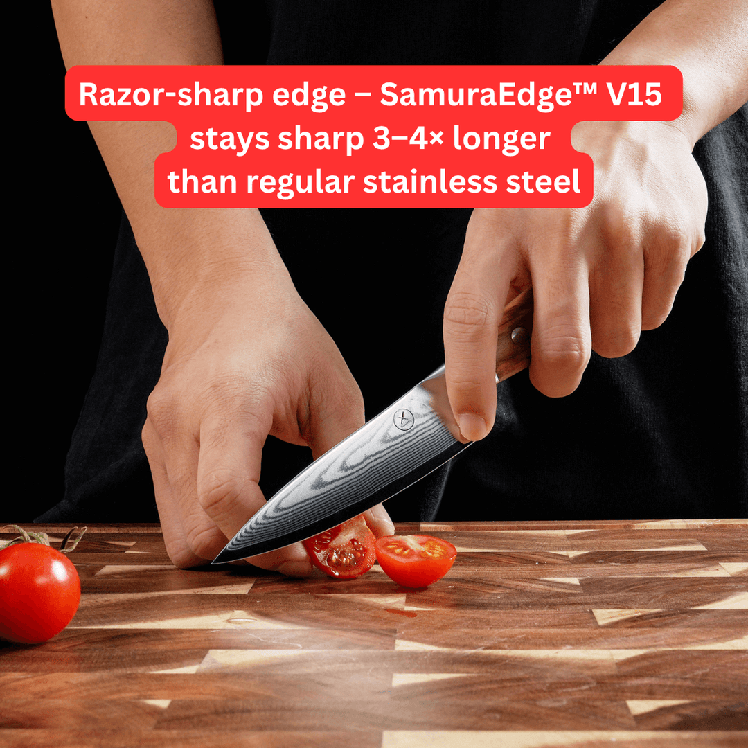 Premium Damascus 4 inch. Paring Knife Olive Wood